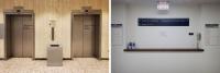 Elevator lobby, and second floor landing, Herbert Irving Pavilion